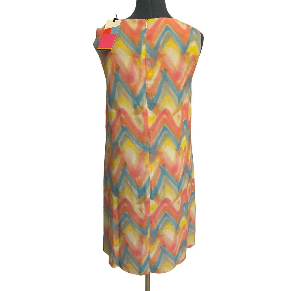 NWT Missoni Chevron‎ Zig Zag Pastel Sleeveless Shift Dress Luxury 44 8 $470